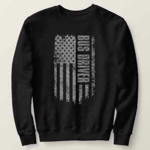 Bus Driver USA Flag Distressed design Sweatshirt
