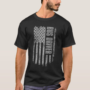 Bus Driver USA Flag Distressed design T-Shirt