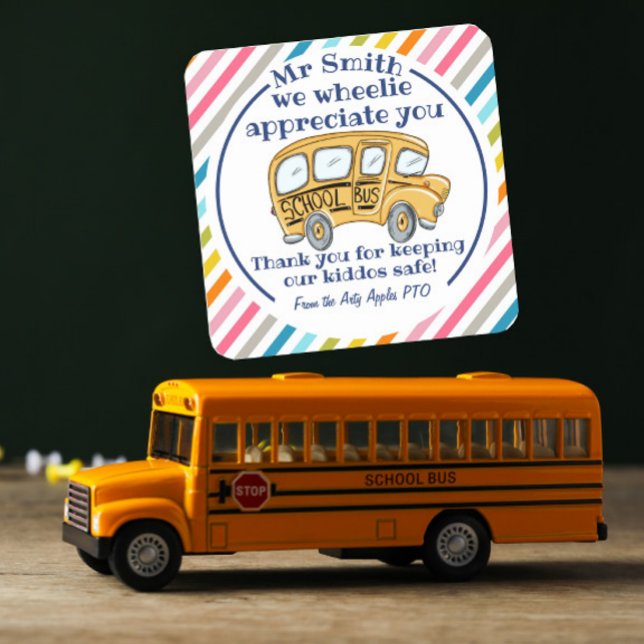 Bus Driver Wheelie Appreciate You Thank You Custom Square Sticker (Creator Uploaded)