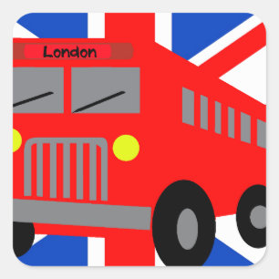Bus in London Square Sticker