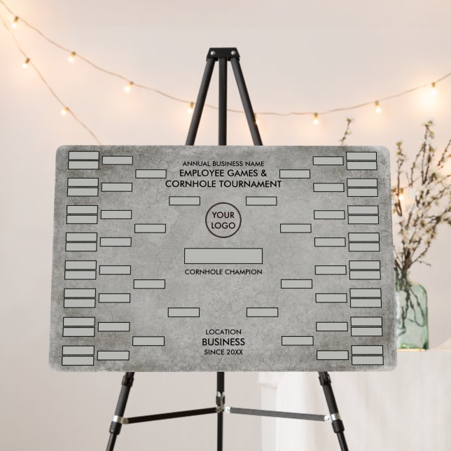 Bus Logo Gray Grunge Cornhole Tournament Score Foam Board (In Situ (Stand))