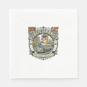 Bus Public Transit Cat Bus Public Transit Cat Vint Napkins
