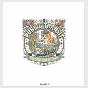 Bus Public Transit Cat Bus Public Transit Cat Vint Sticker