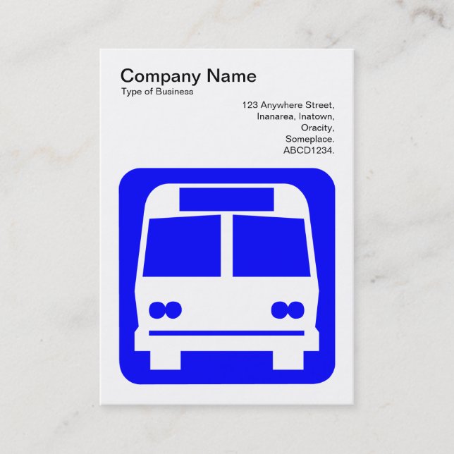 Bus Sign - Blue on White Business Card (Front)