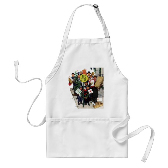 Bus Stop at Christmas Adult Apron (Front)