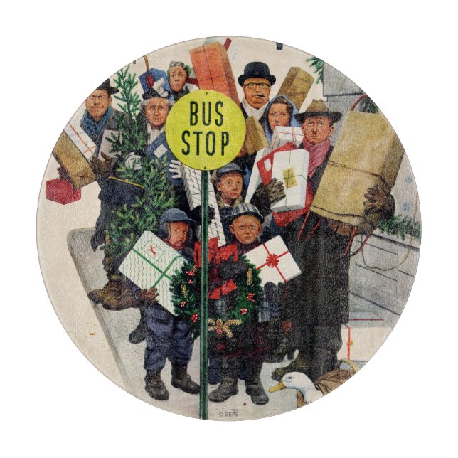 Bus Stop at Christmas Cutting Board (Front)
