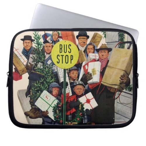 Bus Stop at Christmas Laptop Sleeve