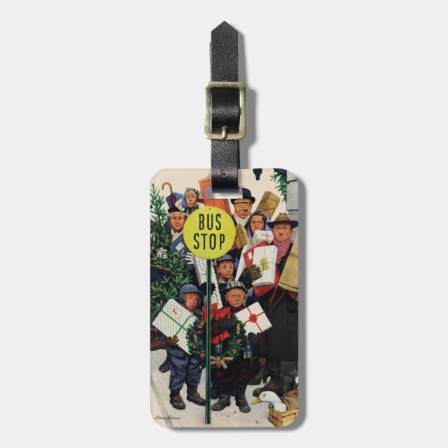 Bus Stop at Christmas Luggage Tag (Front Vertical)