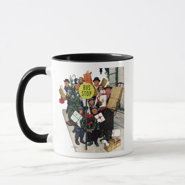Bus Stop at Christmas Mug (Left)