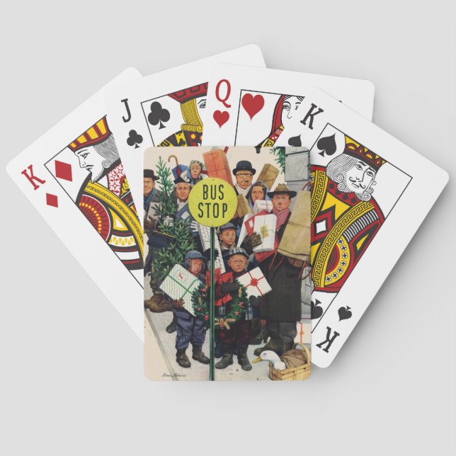 Bus Stop at Christmas Poker Cards (Back)