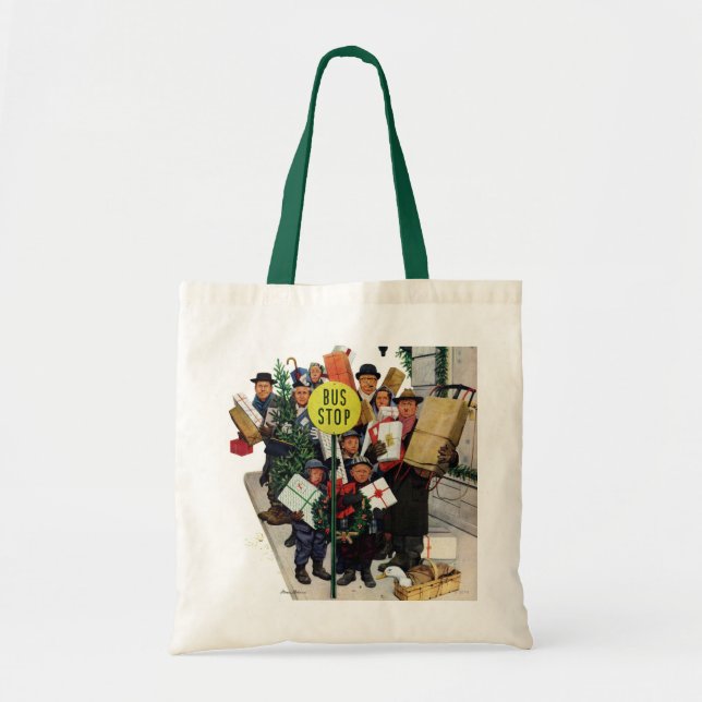Bus Stop at Christmas Tote Bag (Front)
