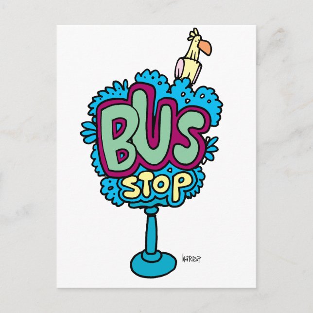 Bus Stop Bird Postcard (Front)