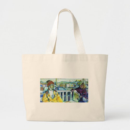 Bus Stop News Large Tote Bag