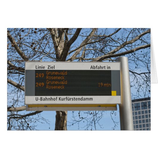Bus Stop Sign in Berlin Cards (Front Horizontal)