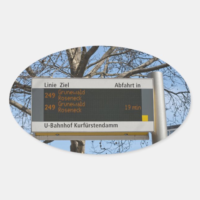 Bus Stop Sign in Berlin Oval Sticker (Front)