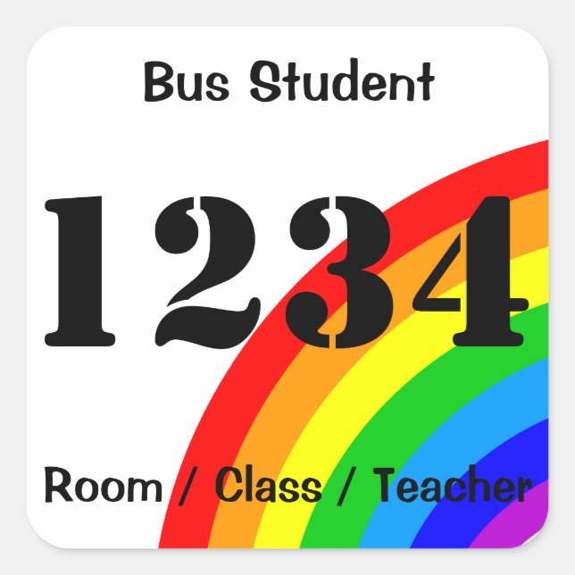 Bus Student ID Sticker - Rainbow (Front)