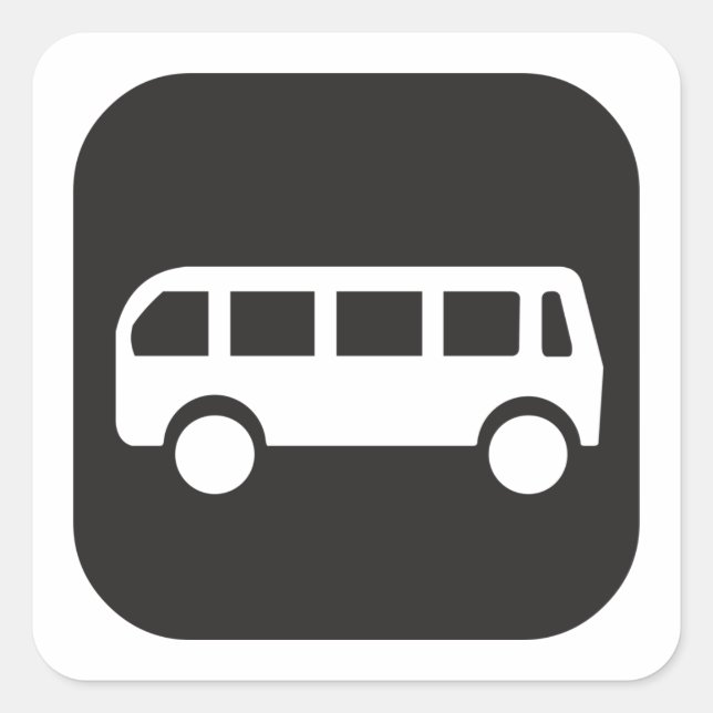 Bus Symbol Square Sticker (Front)