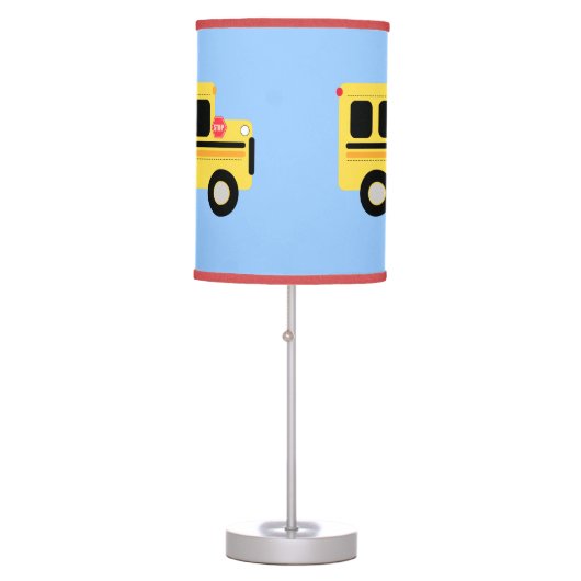 Bus Town Blue/Red Nursery Room Lamp (Front)