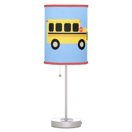 Bus Town Blue/Red Nursery Room Lamp (Right)