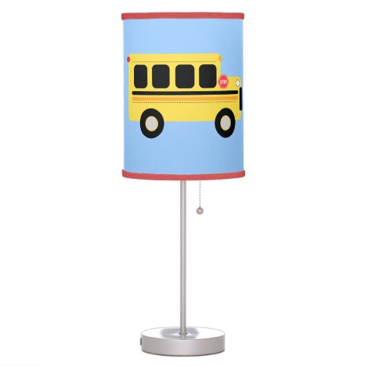 Bus Town Blue/Red Nursery Room Lamp (Left)