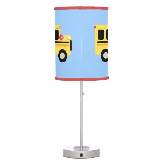 Bus Town Blue/Red Nursery Room Lamp (Back)