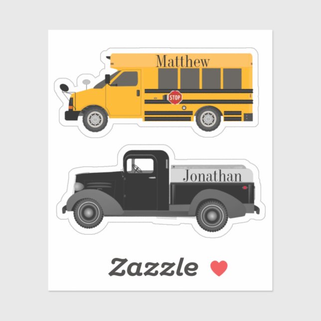 Bus & Truck Contour Vinyl Sticker Labels (Sheet)