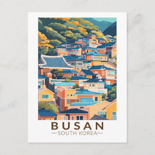 Busan Gamcheon Culture Village Travel Art Vintage Postcard