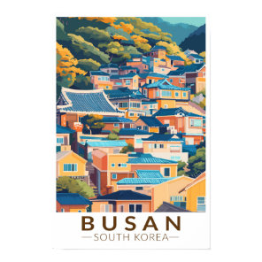 Busan Gamcheon Culture Village Travel Art Vintage Poster