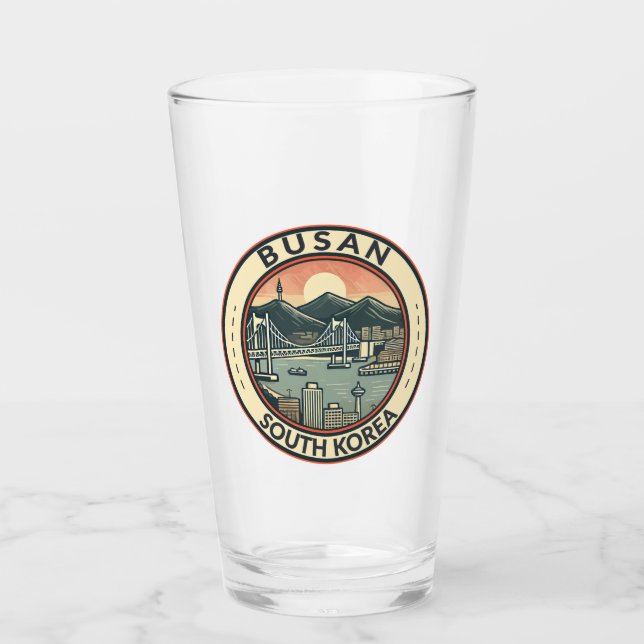 Busan South Korea Bridge Travel Art Badge Glass (Front)
