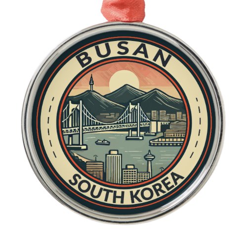 Busan South Korea Bridge Travel Art Badge Metal Ornament