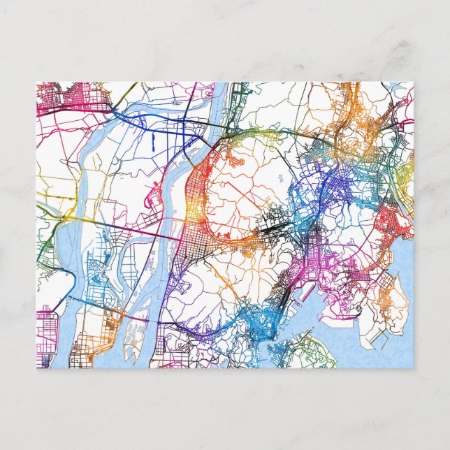Busan South Korea City Map Postcard (Front)