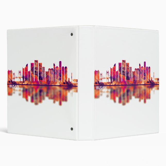 Busan South Korea Skyline 3 Ring Binder (Background)