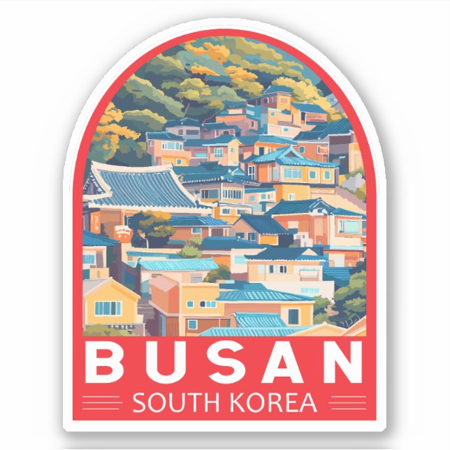 Busan South Korea Travel Art Emblem Sticker (Front)