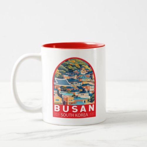 Busan South Korea Travel Art Emblem Two_Tone Coffee Mug