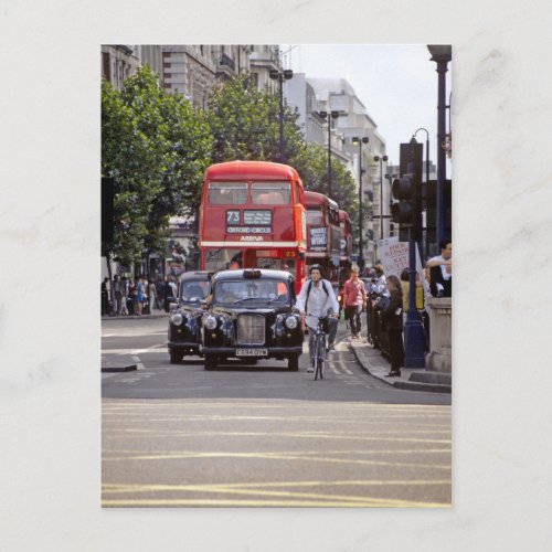 Buses Taxis on Oxford Street London 1998 Postcard