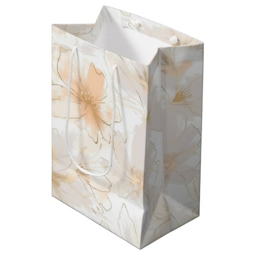 Bush and Taupe Modern Art Floral Medium Gift Bag