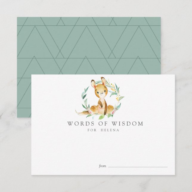 Bush Baby Kangaroo Baby Shower Advice Cards (Front/Back)
