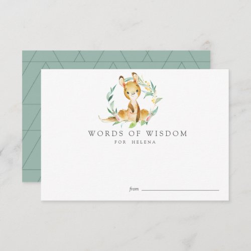 Bush Baby Kangaroo Baby Shower Advice Cards