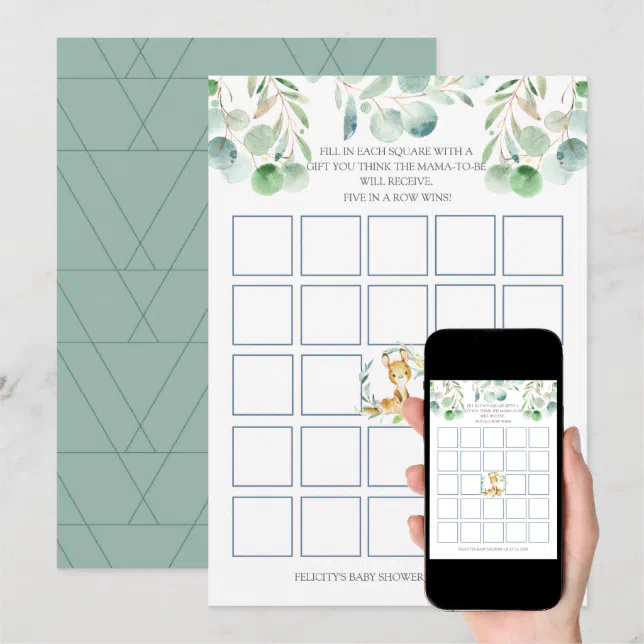 Bush Baby Kangaroo Baby Shower Bingo Game Card | Zazzle