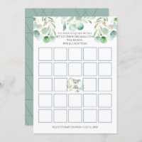 Bush Baby Koala Baby Shower Bingo Game Card