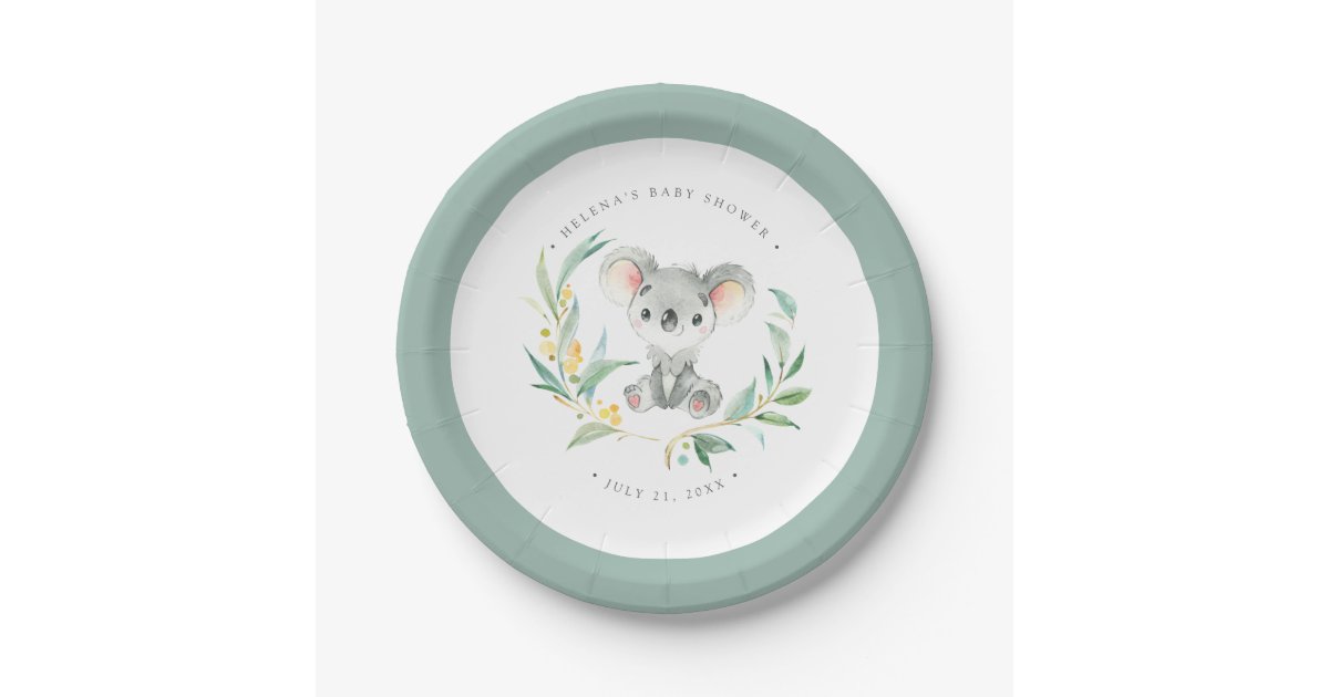 Bush Baby Koala Baby Shower Paper Plate Zazzle Com