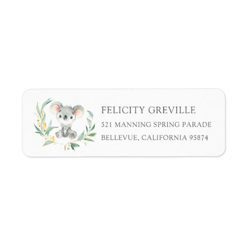 Bush Baby Koala Return Address Label