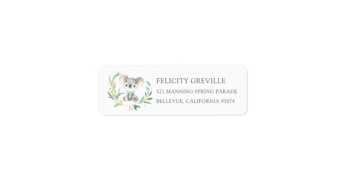 Bush Baby Koala Return Address Label Zazzle