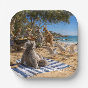 Bush BBQ with Kangaroos and Koalas Paper Plates