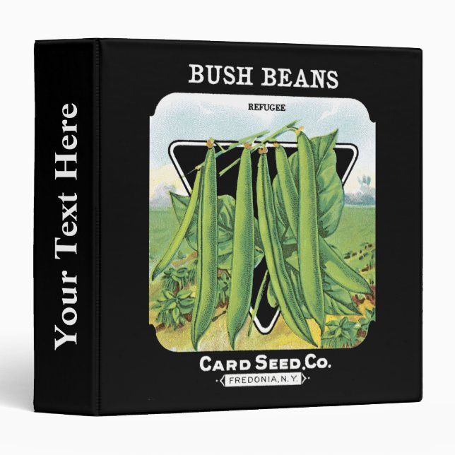 Bush Beans Seed Packet Label 3 Ring Binder (Front/Spine)