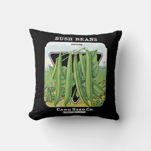 Bush Beans Seed Packet Label Throw Pillow