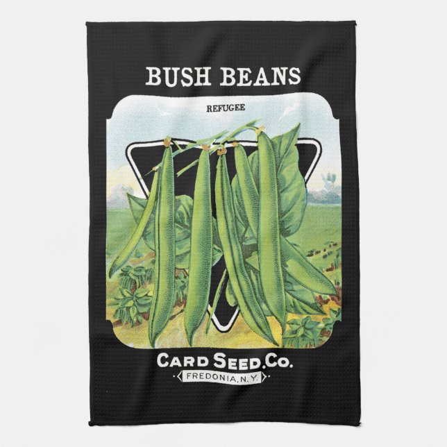 Bush Beans Seed Packet Label Towel (Vertical)