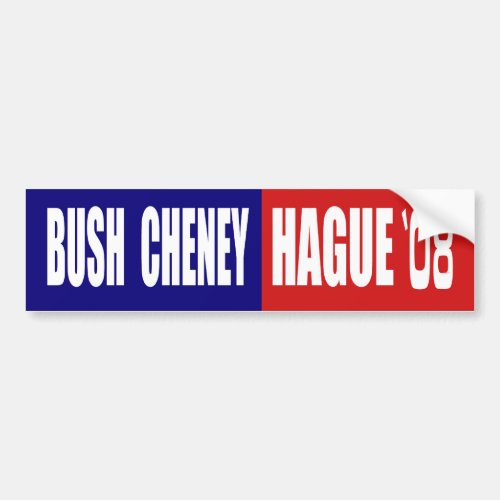 BUSH CHENEY  HAGUE 08 BUMPER STICKER