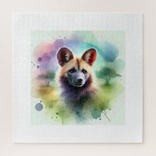 Bush dog in nature 110924AREF104 - Watercolor Jigsaw Puzzle