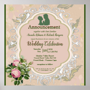Bush Garden Green leaf & Lace Wedding Poster